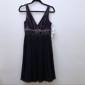 NEW Carmen Marc Valvo black lavender lace dress